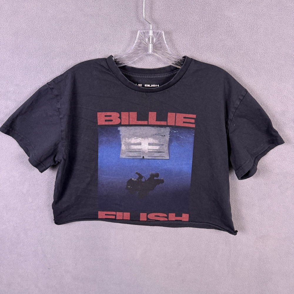 Billie Eilish Crop Top T-Shirt Women Medium Black Hit Me Hard And Soft Merch